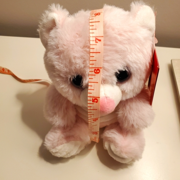 Pink and white plush valentine bear - Picture 10 of 12